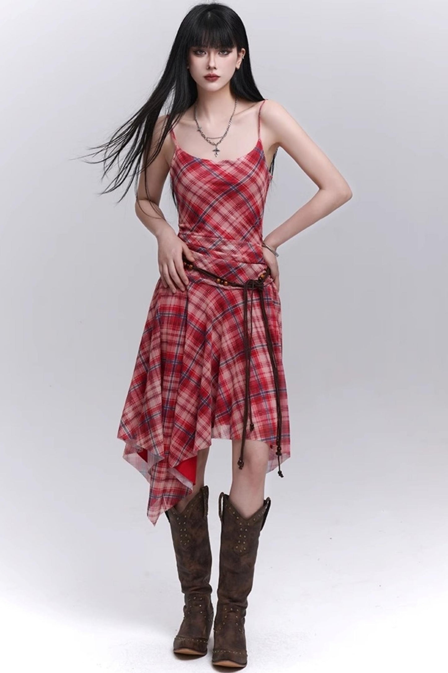 Plaid Halter Dress