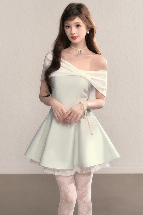 Gently Twisted French A-Line Puffy Dress