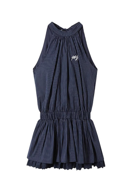 Blue Plaid Halter Dress