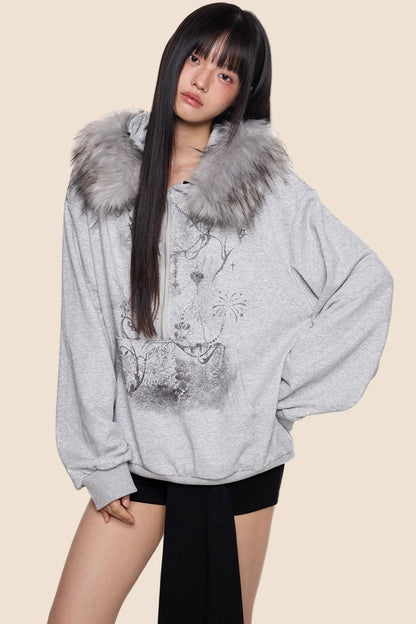Graphic Print Luxury Hoodie Top