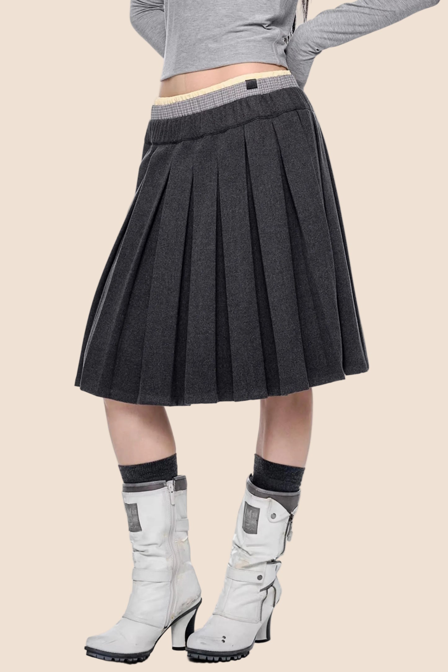 Plaid Patchwork Wool Skirt