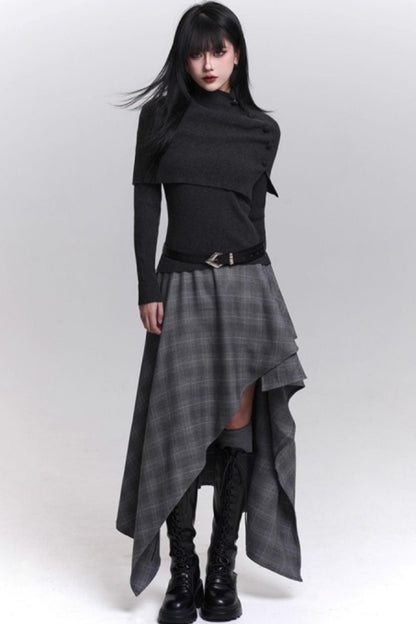 Stunning Gray Plaid Skirt