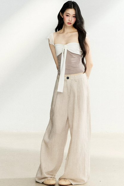 Linen Drape Wide-Leg Pants