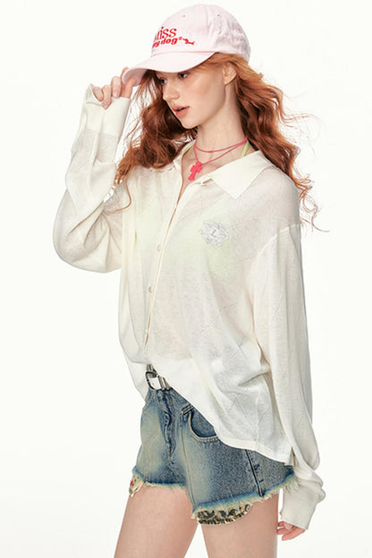 Summer Embroidered Knit Shirt