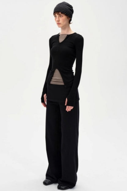 V-Neck Slim Fit Panel Base Top