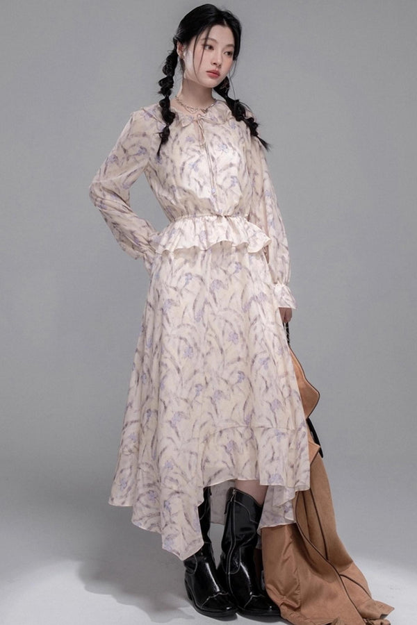 Lilac Irregular Lace Hem Dress