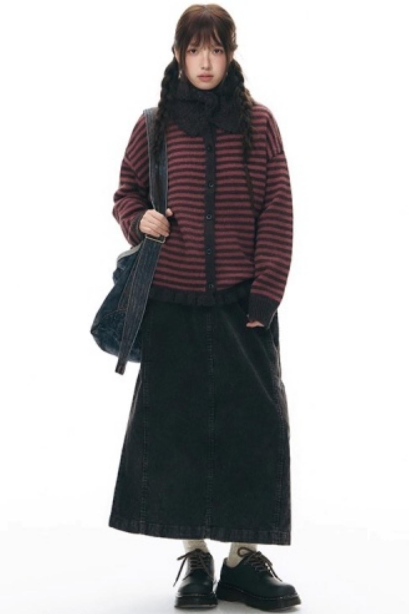 Knit Button Neck Snood Style Hat