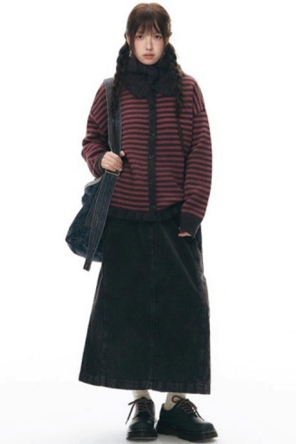 Knit Button Neck Snood Style Hat