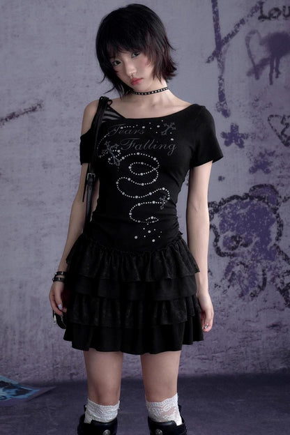 Slash Print Patchwork Dress