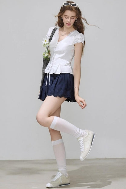 White V-Neck Slimming Shirt