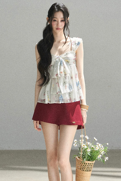 Embroidered Chiffon Summer Top