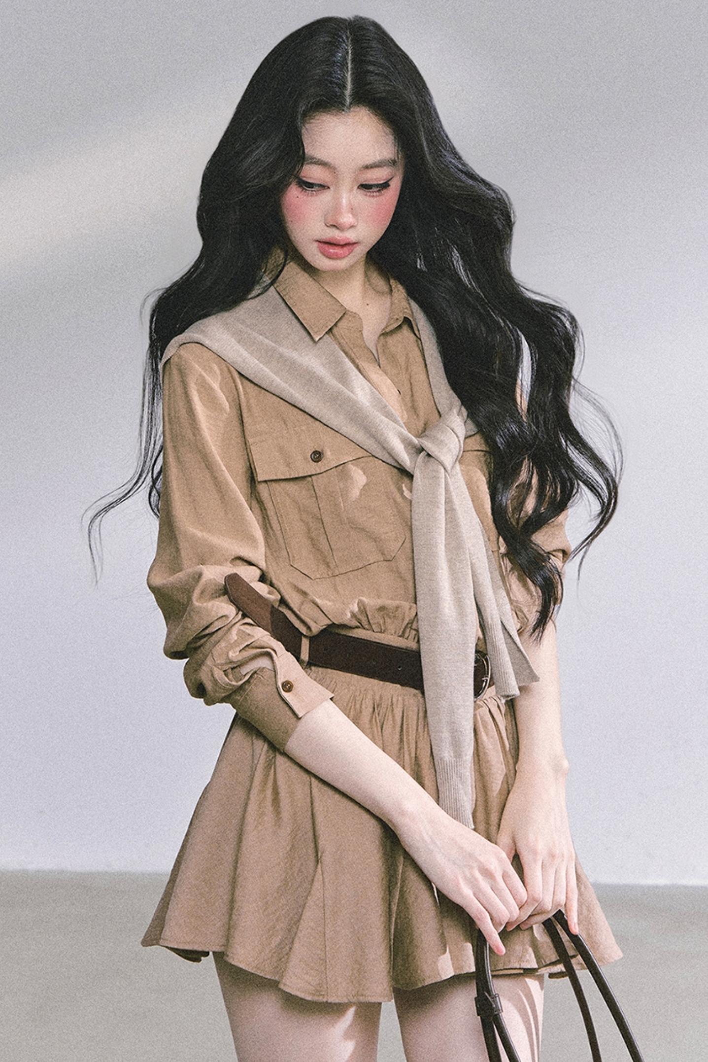 High Wisdom Cargo Dress & Shawl Set