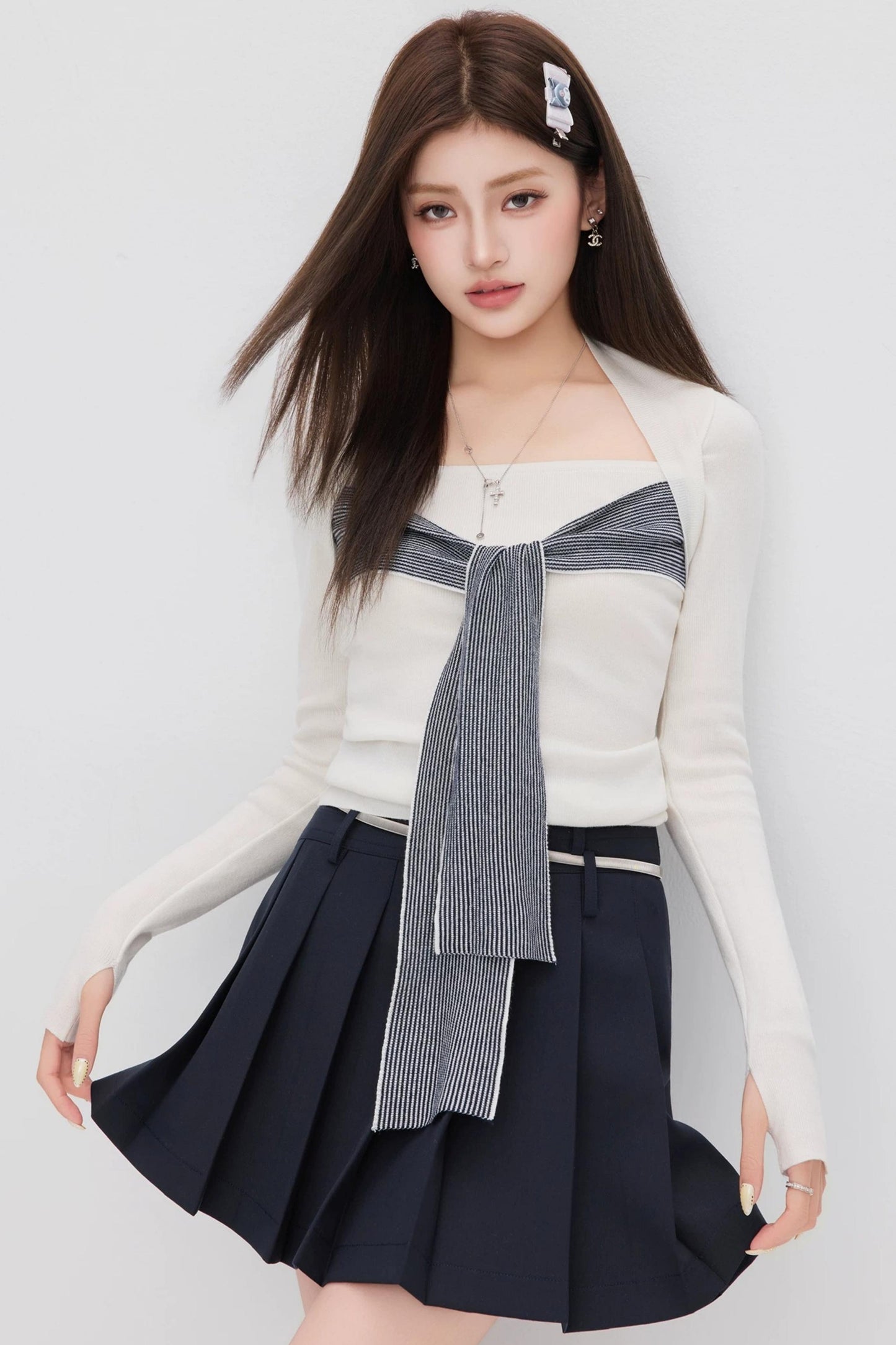 Faux Two-Piece Knit Top