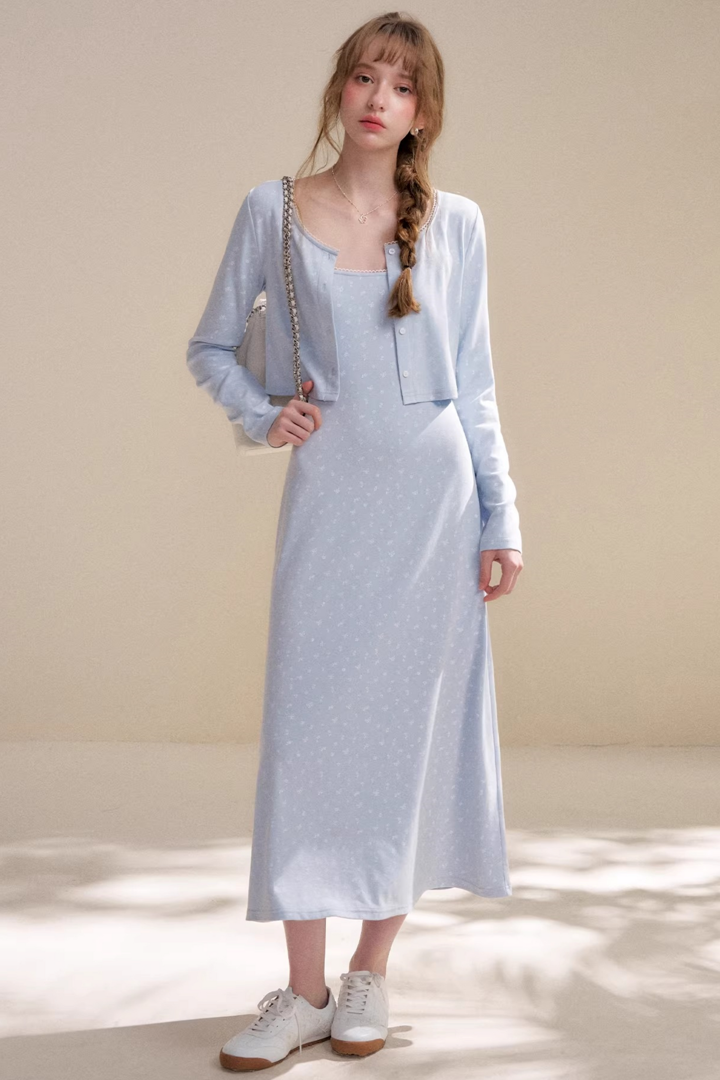 Cream Rose Lace Dress Set-Up