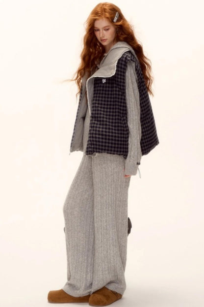 Reversible Plaid Lace Vest