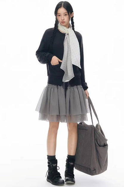 Elastic Knit Button Cardigan