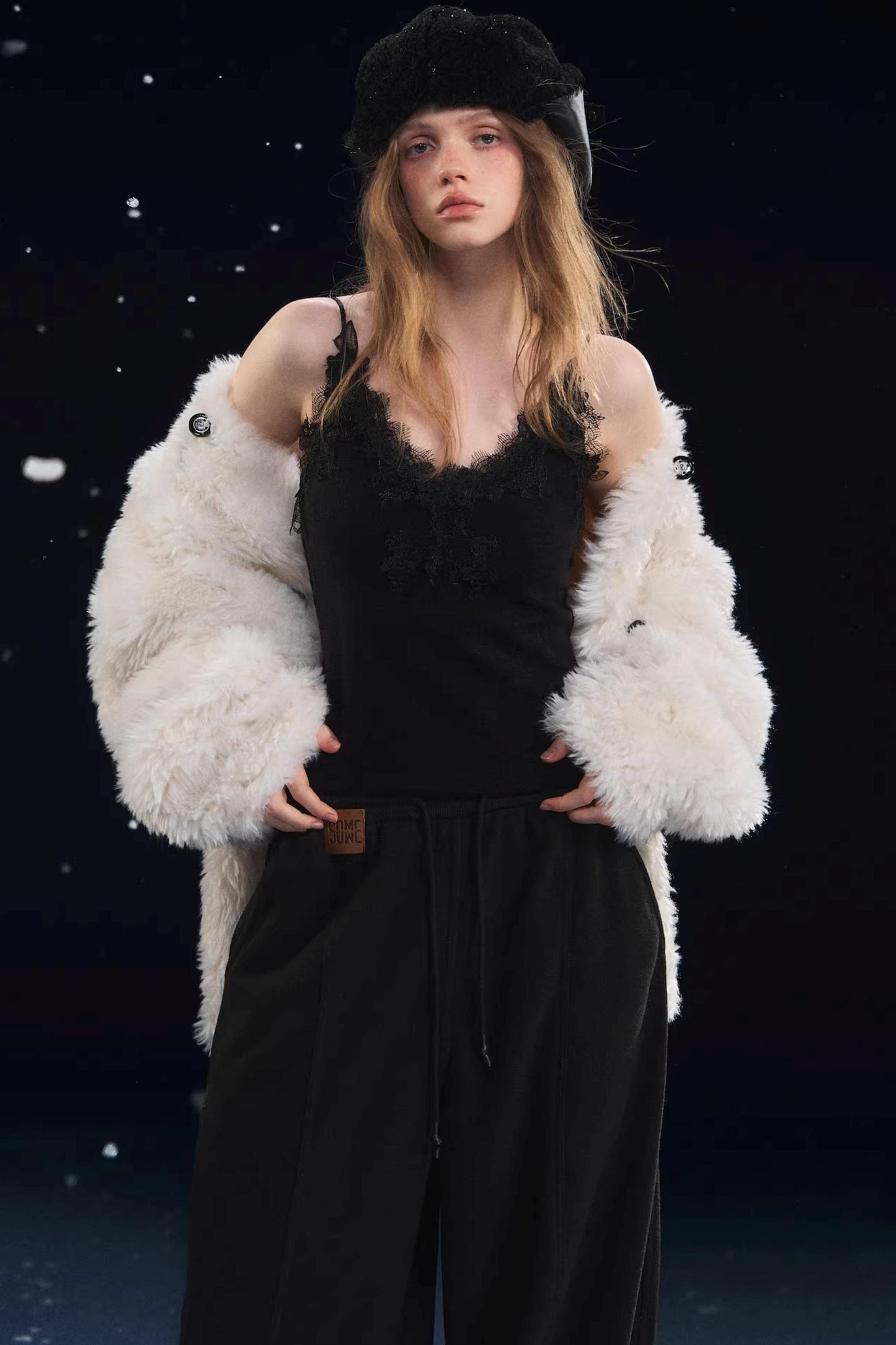 Soft Velvet Texture Lace Camisole