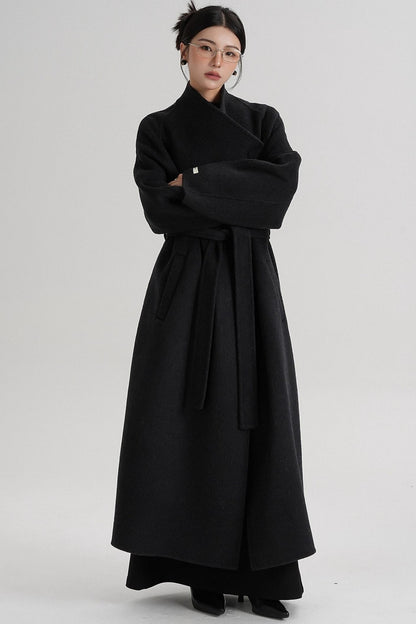 Cross-Body Wool Coat