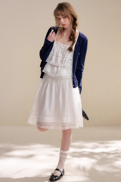 Acetate Lace Pleated Skirt