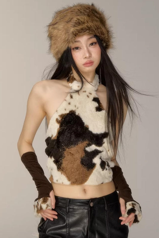 오프숄더 플러시 홀터 탑