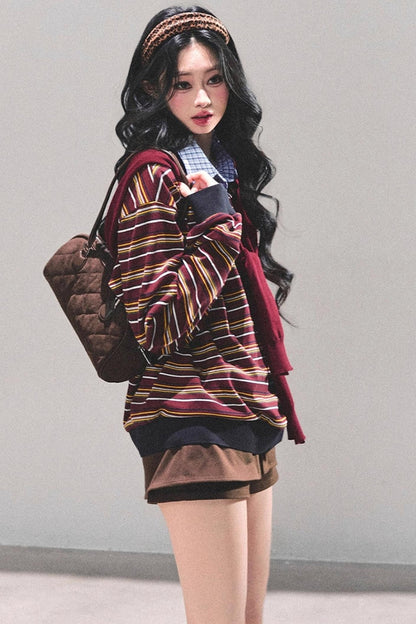 Striped Polo Collar Top