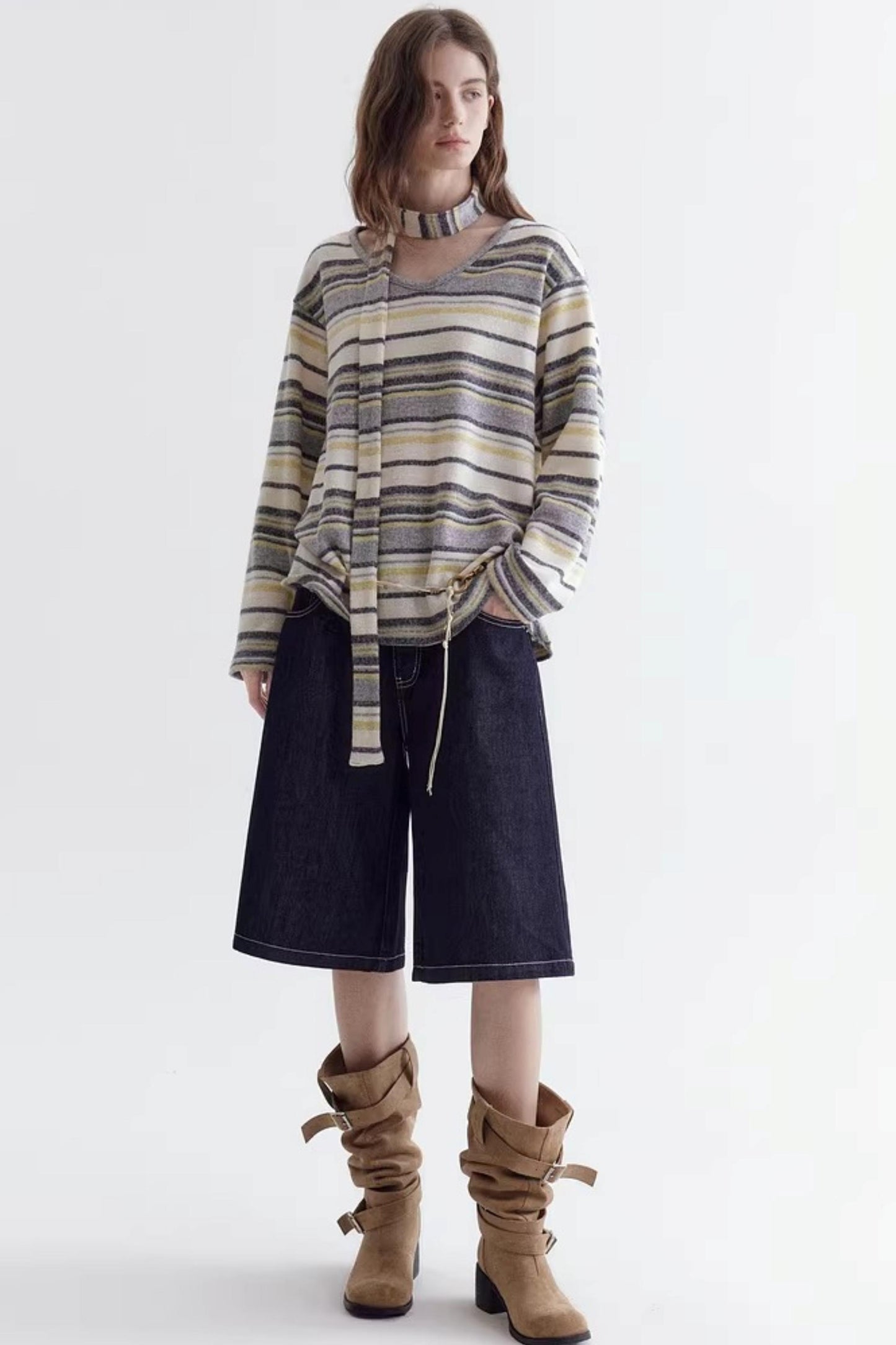 Deconstructed Ribbon Knit Sweater