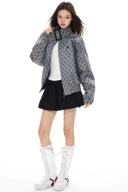 Polka Dot Stand-Up Jacket