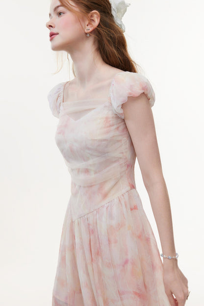 Pink Chiffon A-Line Dress
