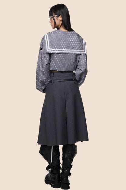 Navy Polka Dot Striped Shirt