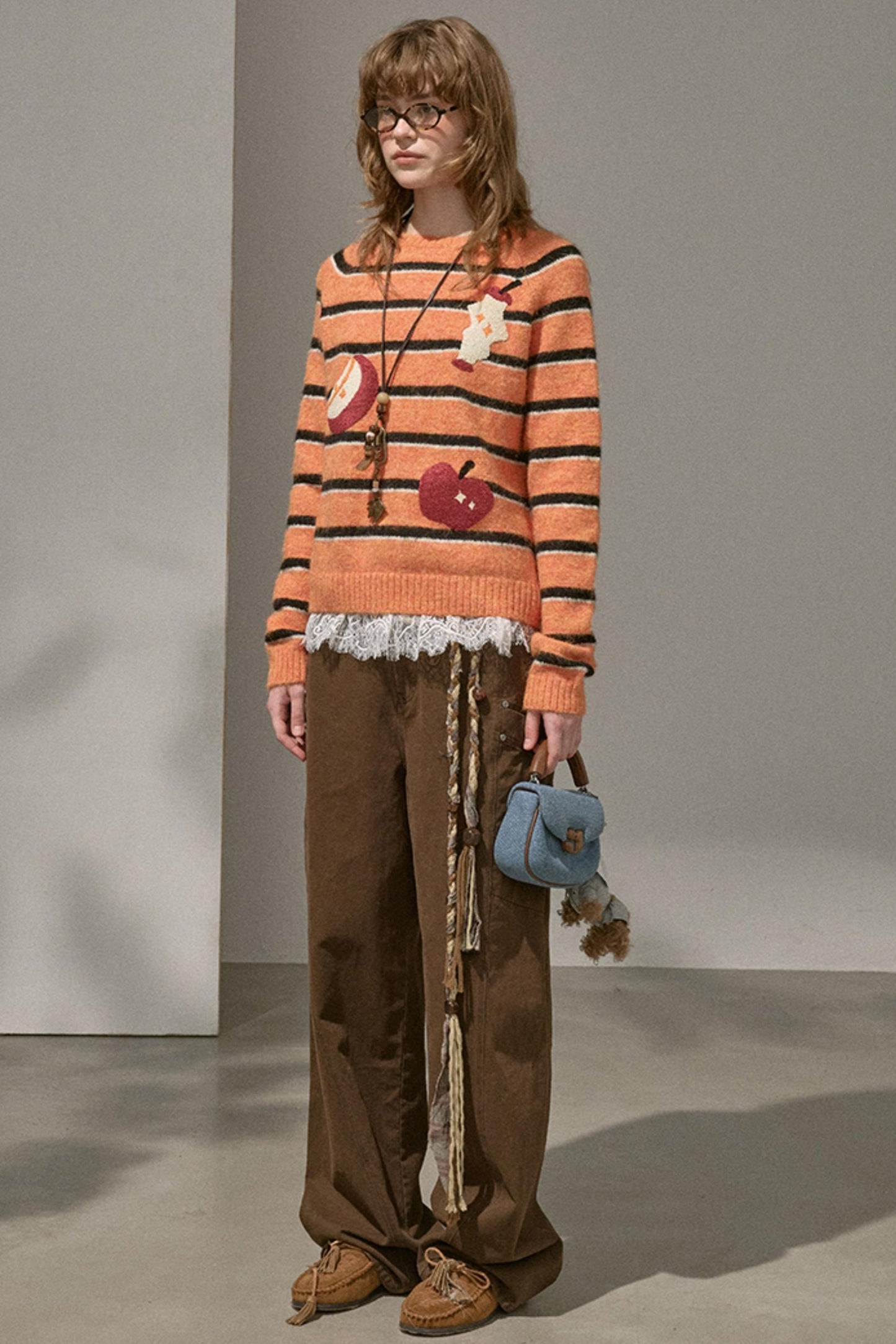 Apple Striped Crew Neck Top