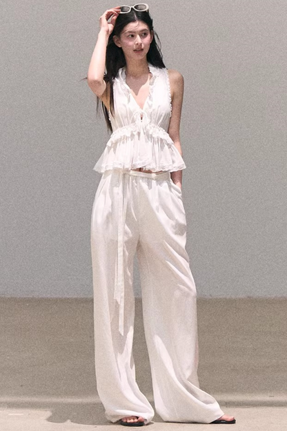 Custom-Dyed Lace Silk Top