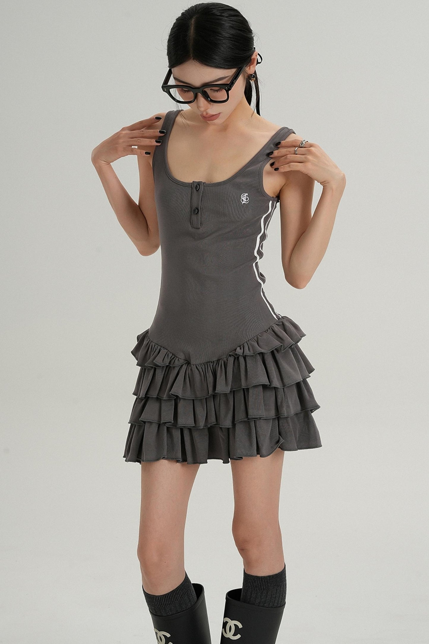 Unique Skirt Halter Mini Dress