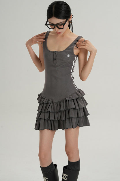 Unique Skirt Halter Mini Dress