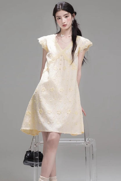 Floral V-Neck Ruffle Dress