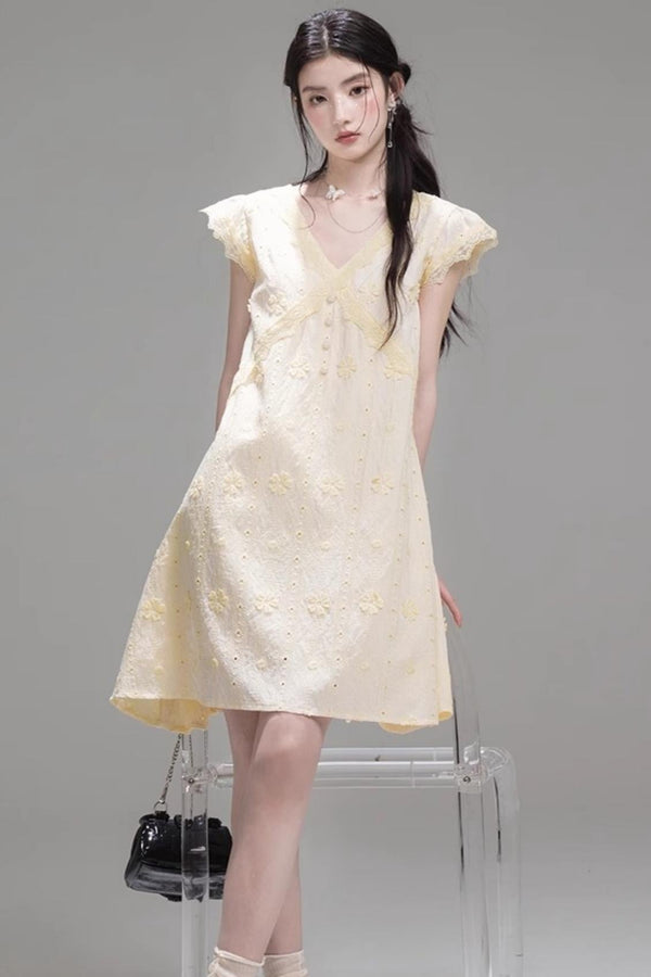 Floral V-Neck Ruffle Dress