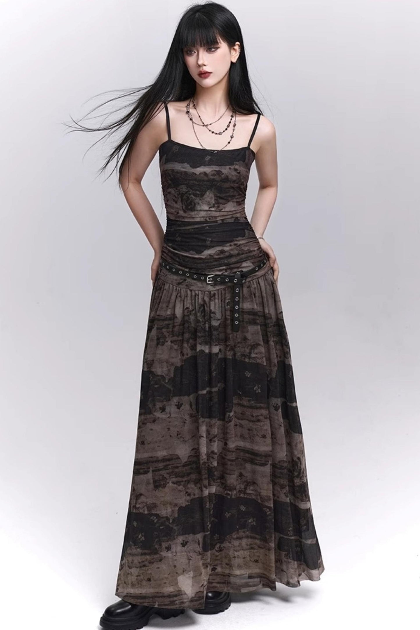 Summer Black And Brown Halter Dress