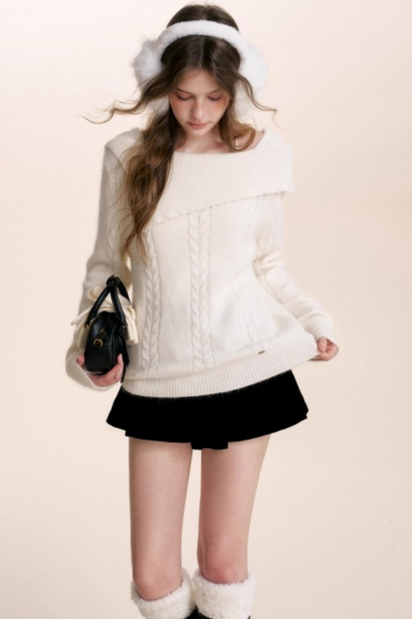 Velvet Pearl One-Shoulder Sweater