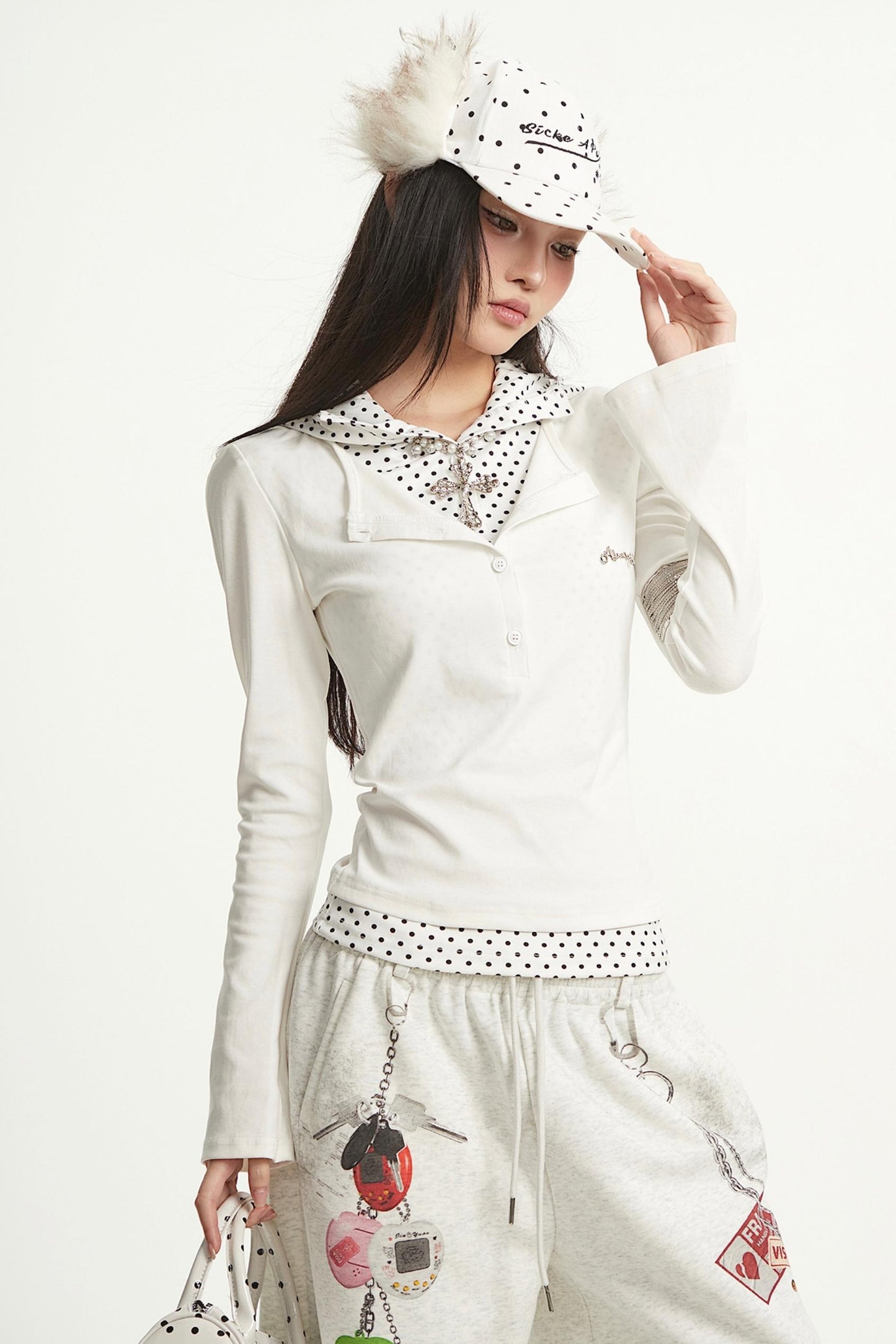 Vintage Polka Dot Long Sleeve T-Shirt