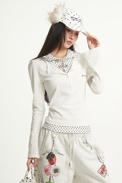 Vintage Polka Dot Long Sleeve T-Shirt