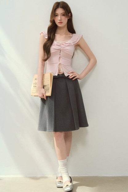 Two-Tone Ruffled Blouse