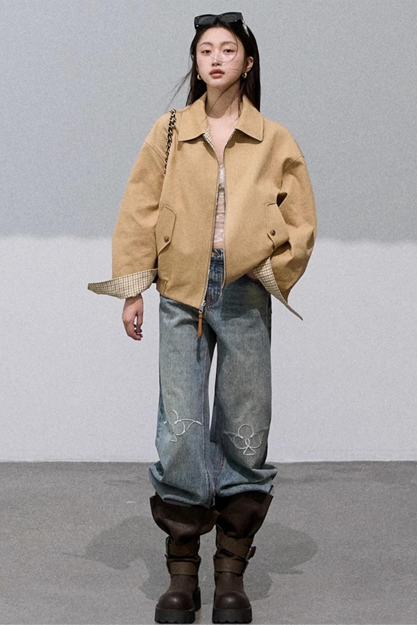 Vintage Burnt Flower Wide-Leg Jeans