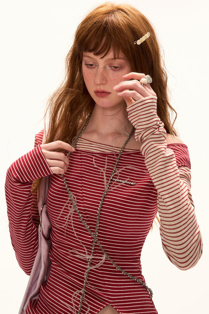 Striped Slim Long-Sleeved Top
