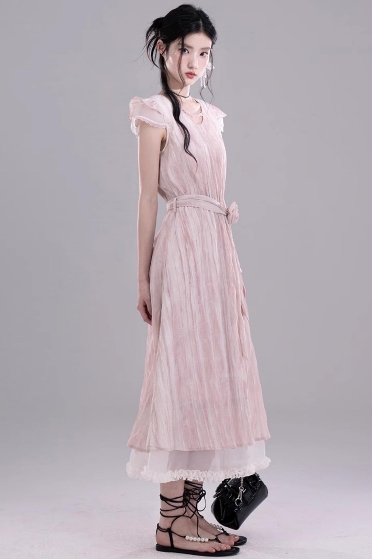 Pleat Detail Sleeve Dress