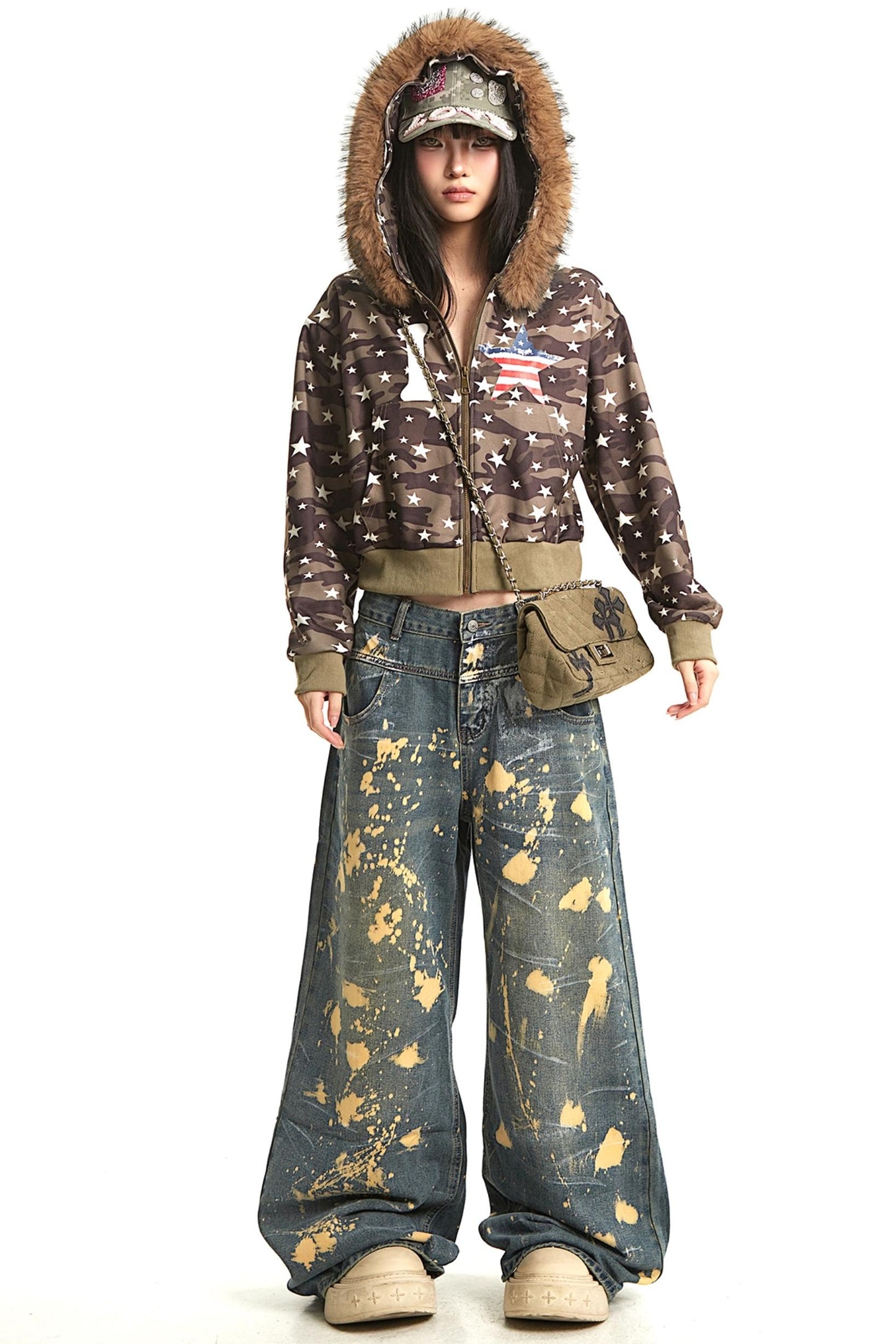 Vintage Mountain Fur Collar Slim Jacket