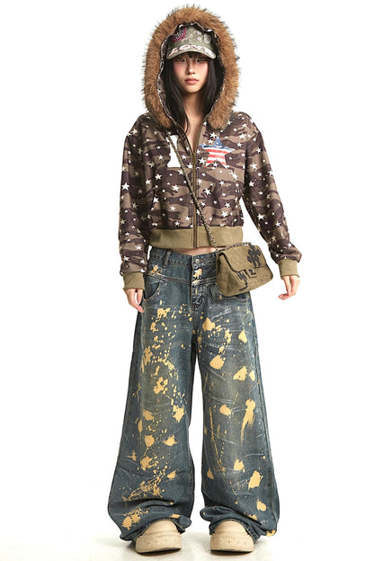 Vintage Mountain Fur Collar Slim Jacket