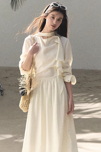 Lyocell-Kleid mit Bandkragen