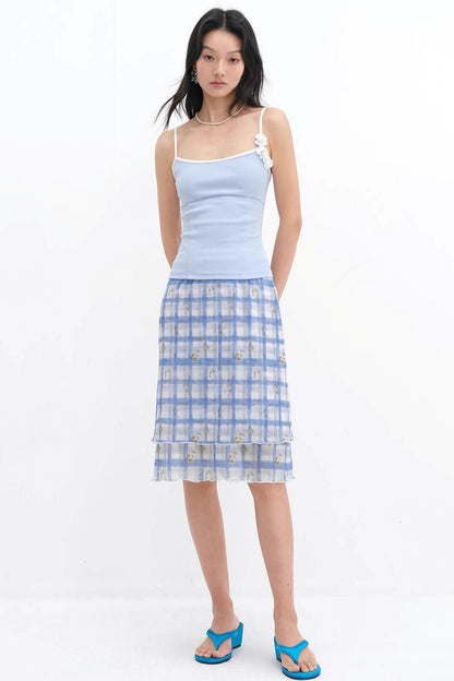 Vibrant Floral Mesh Skirt