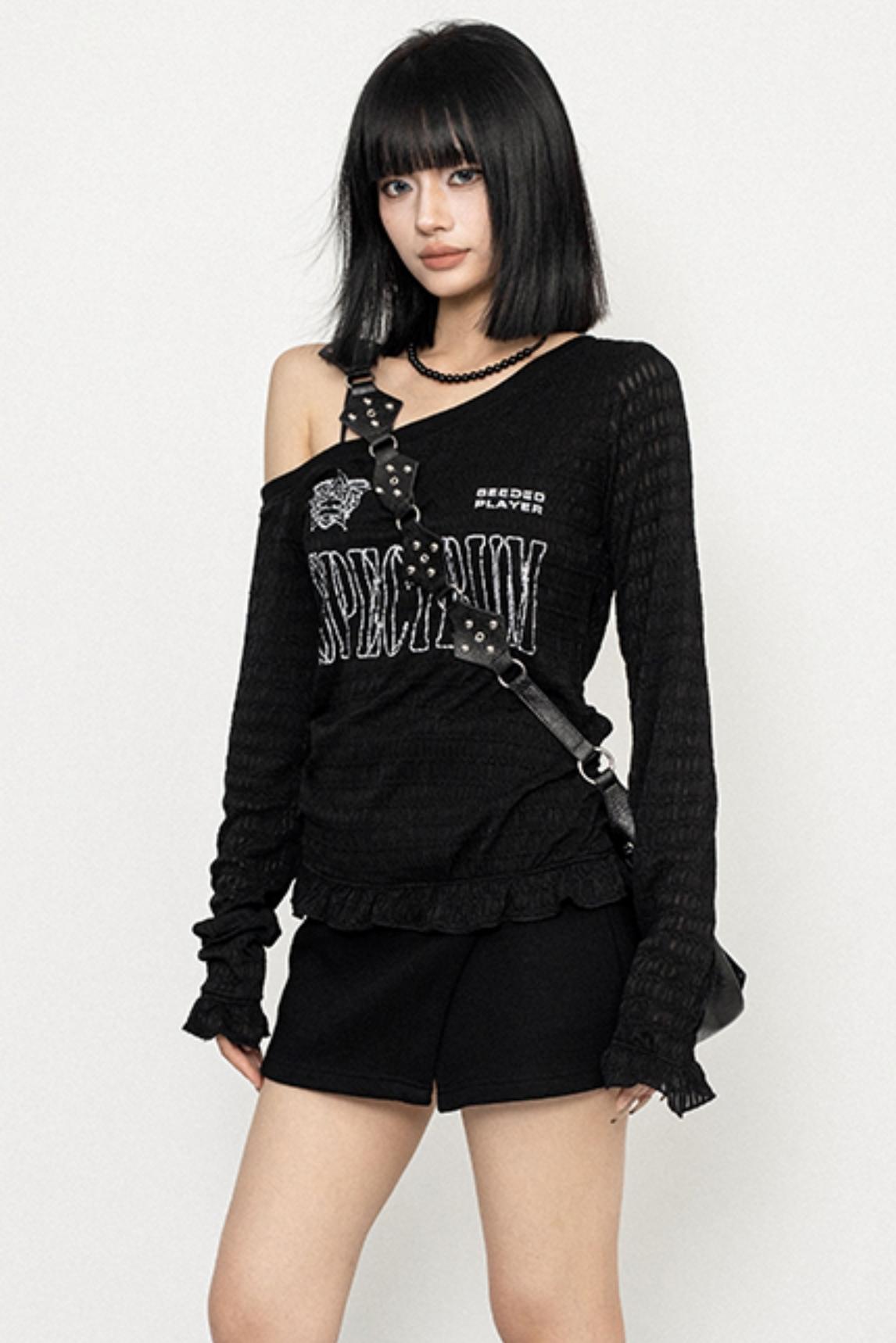 SLANTED SHOULDER FULL SLEEVE TOP