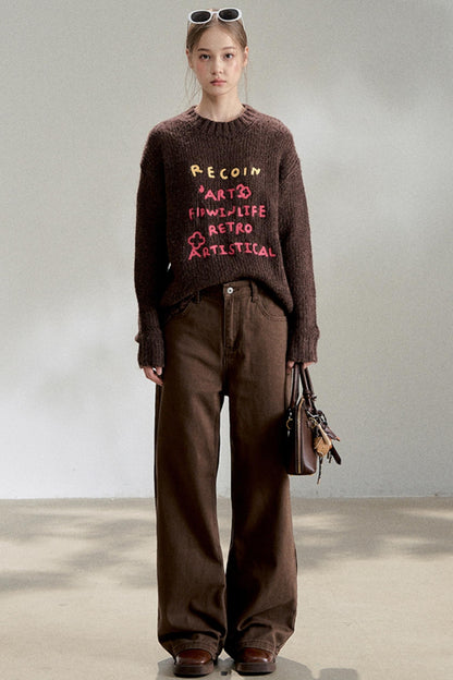 Vintage Dark Brown Straight Jeans