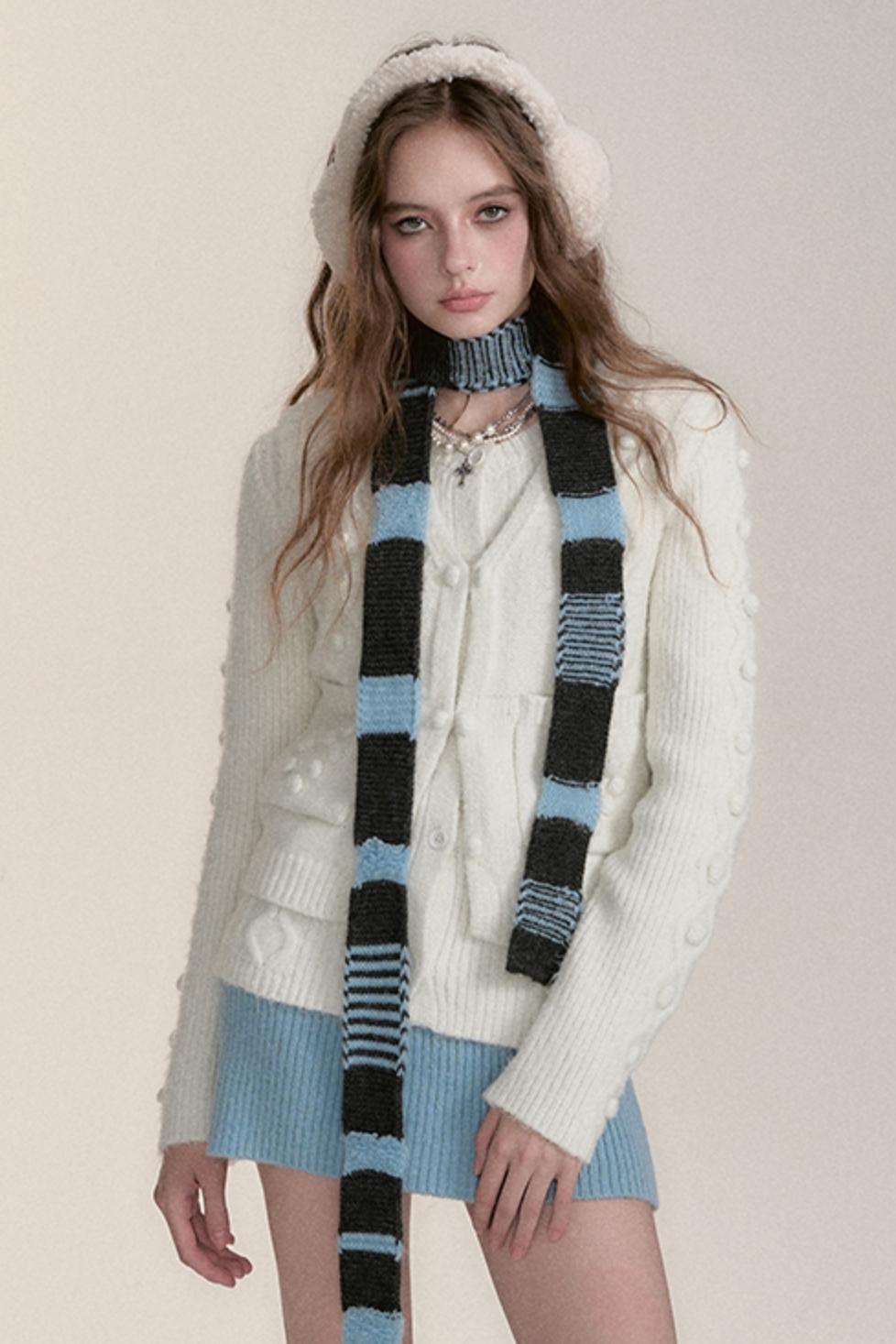 VIAPITTI Heavy Industries Thickened Sweater Cardigan + Vest Two-Piece Women's Autumn and Winter New Wool Fashion Suit